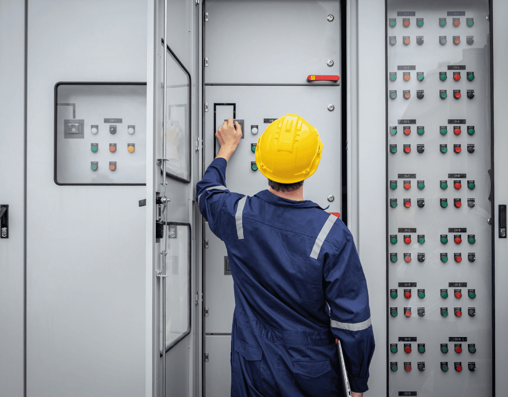 electrician operating industrial control panel system in Columbia MO