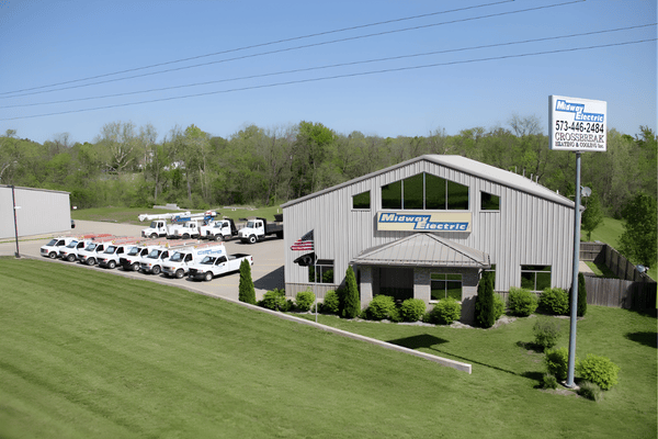 midway electric office building and fleet vehicles in Columbia Missouri