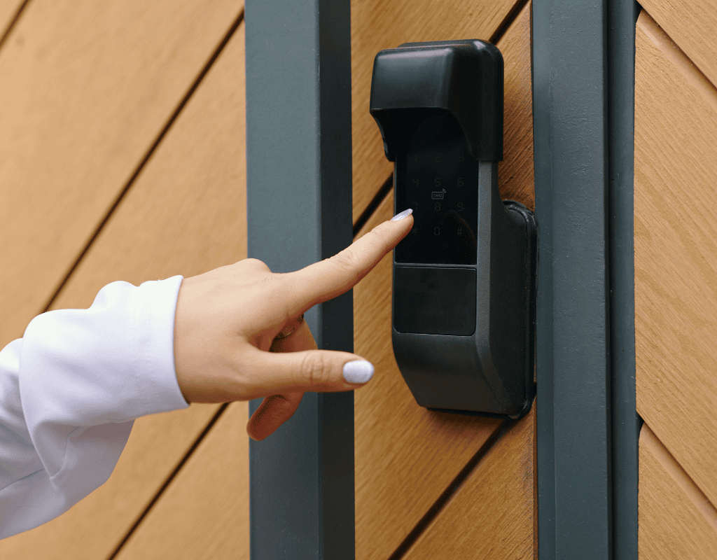 digital keypad smart door lock system installed on residential door in Columbia MO