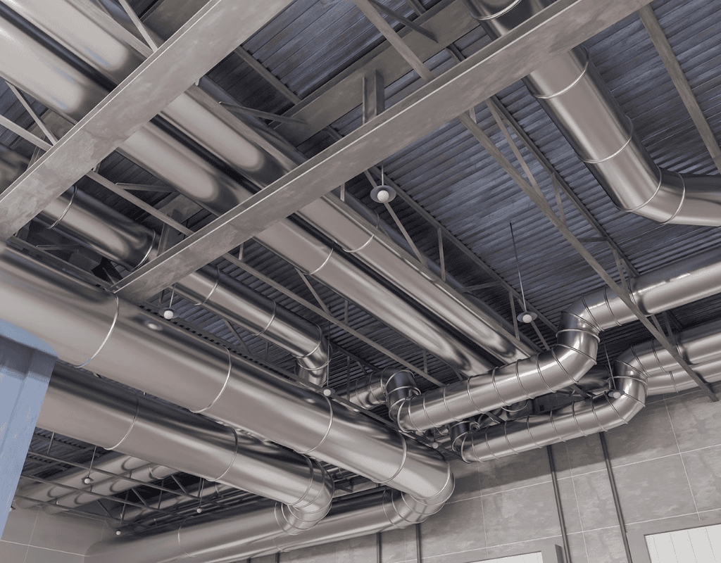 large commercial HVAC duct system installed in industrial building in Columbia MO