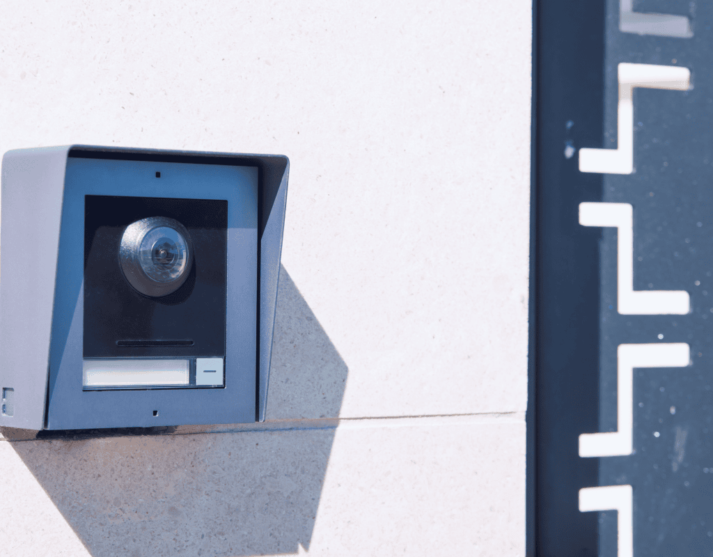 smart video doorbell camera installed on home exterior wall in Columbia MO